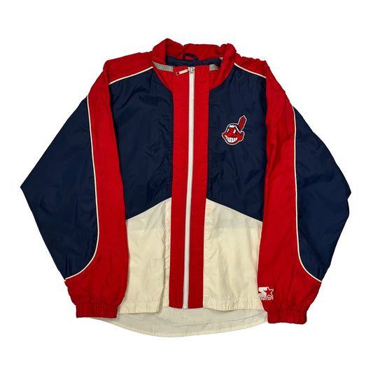 Cleveland Indians Starter Mlb Windbreaker - Large Cream Polyester