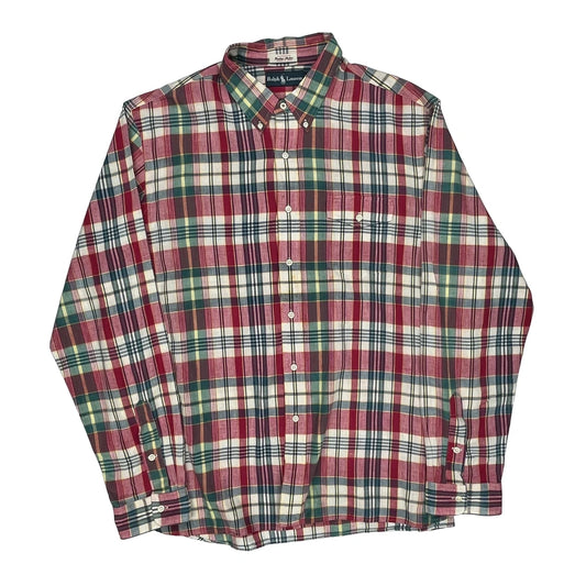 Bleeding Madras Ralph Lauren Checked Shirt - 2XL Multicoloured Cotton