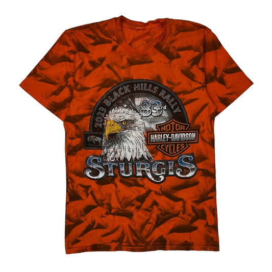Black Hills Rally Harley Davidson Graphic T-Shirt - XS Orange Cotton