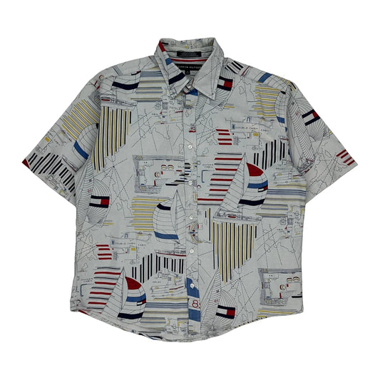 Tommy Hilfiger Short Sleeve Shirt - Medium Multicoloured Cotton
