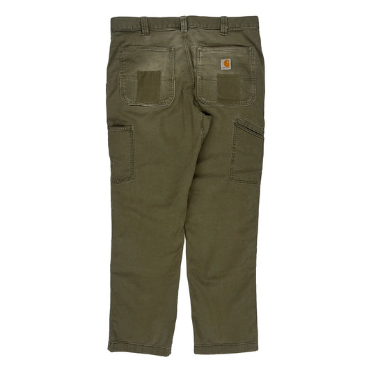 Carhartt Double Knee Carpenter Trousers - 35W 30L Khaki Cotton Blend
