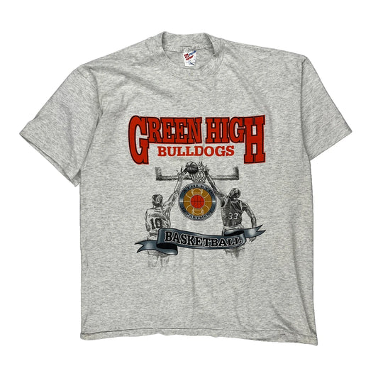 Green High Bulldogs Basketball Hanes Graphic T-Shirt - XL Grey Cotton Blend