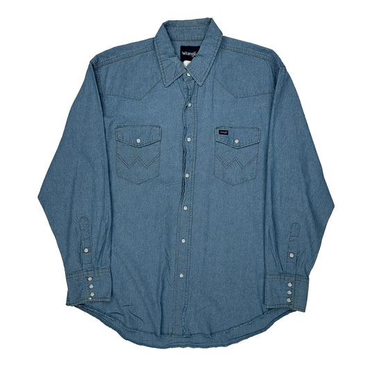 Wrangler Denim Shirt - XL Blue Cotton