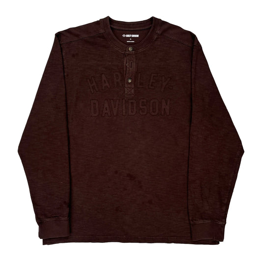 Harley Davidson Long Sleeve T-Shirt - XL Brown Cotton