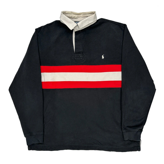 Polo By Ralph Lauren Striped Rugby Shirt - 2XL Black Acrylic