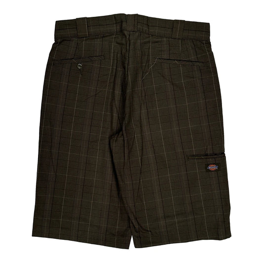 Vintage Dickies Checked Shorts - 34W 13L Brown Polyester Blend