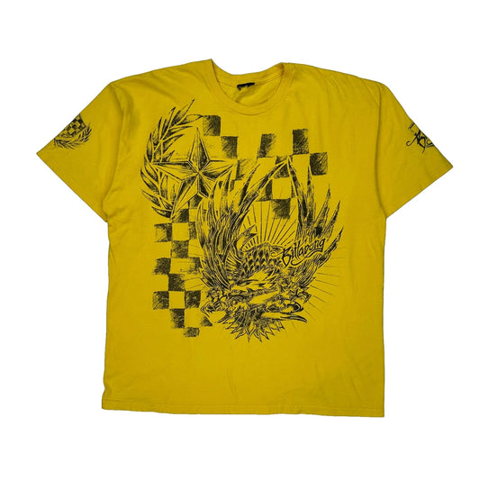 Billabong Graphic T-Shirt - Large Yellow Cotton