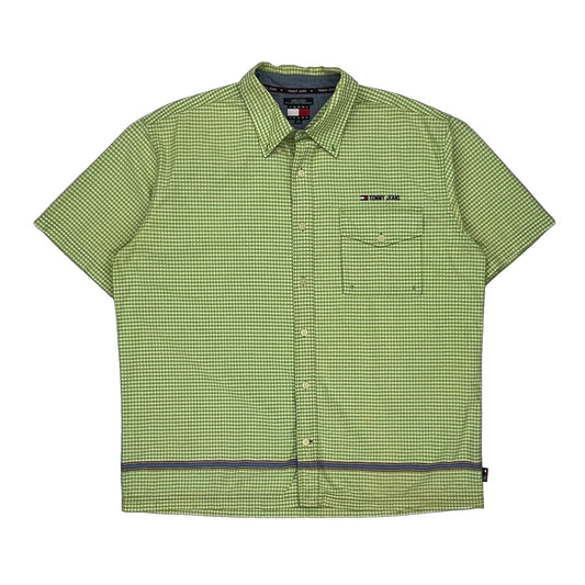 Tommy Jeans Checked Short Sleeve Shirt - XL Green Cotton