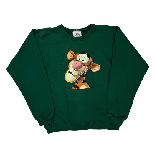 Tigger Disney Cartoon Sweatshirt - Small Green Cotton