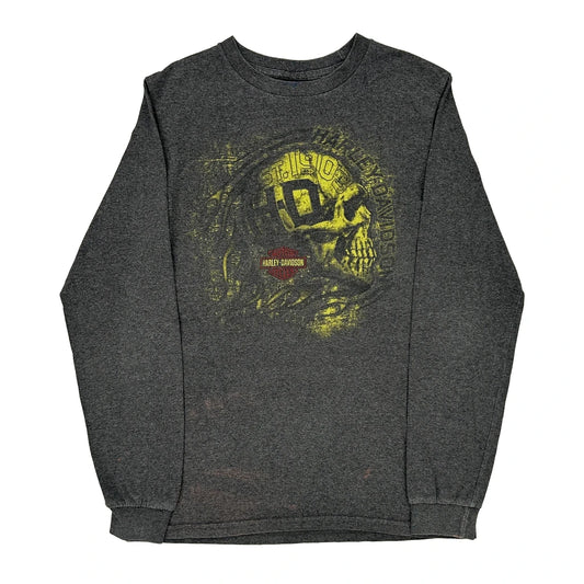 Springfield Harley Davidson Graphic Long Sleeve T-Shirt - Medium Grey Cotton Blend