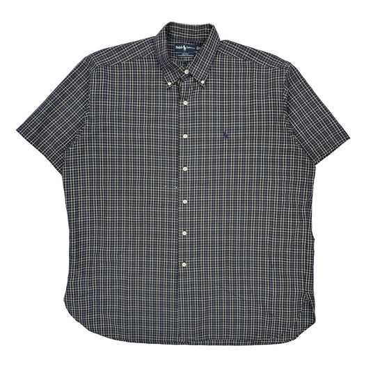 Ralph Lauren Checked Short Sleeve Shirt - XL Blue Cotton Blend