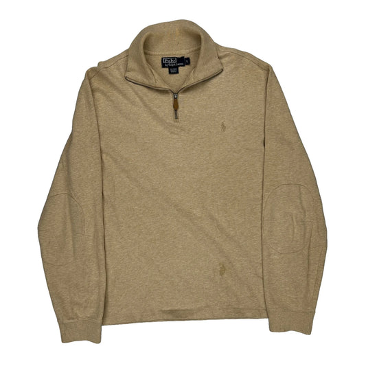 Polo By Ralph Lauren 1/4 Zip - Large Beige Cotton