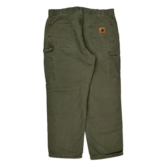 Carhartt Carpenter Trousers - 36W 31L Green Cotton