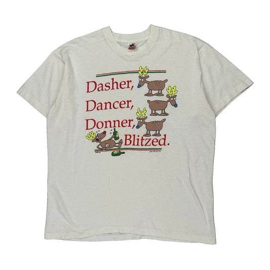 Fruit Of The Loom Christmas T-Shirt - XL White Cotton