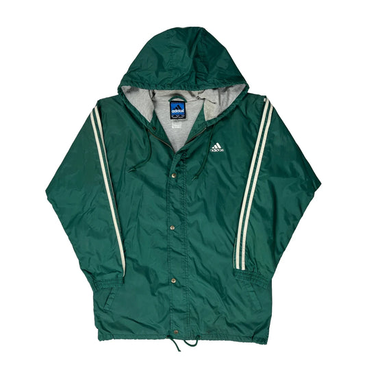 Team Adidas Striped Windbreaker - Small Green Nylon