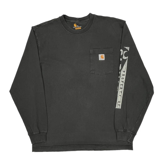 Property Of Carhartt Long Sleeve T-Shirt - Medium Black Cotton