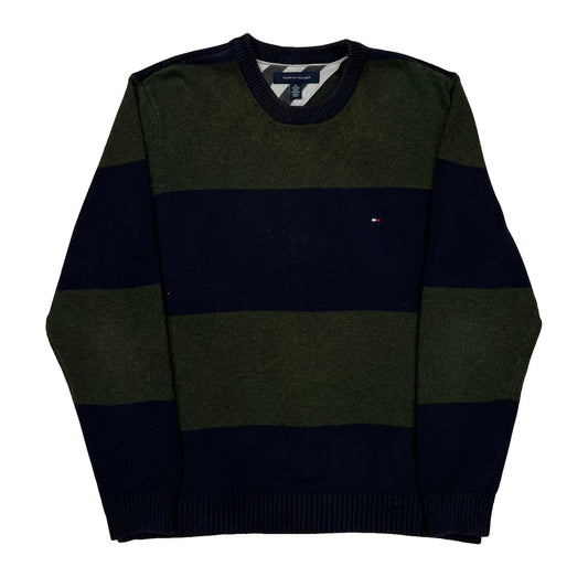 Tommy Hilfiger Striped Jumper - XL Green Cotton