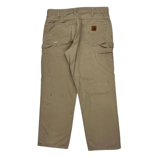 Carhartt Carpenter Trousers - 34W 29L Beige Cotton