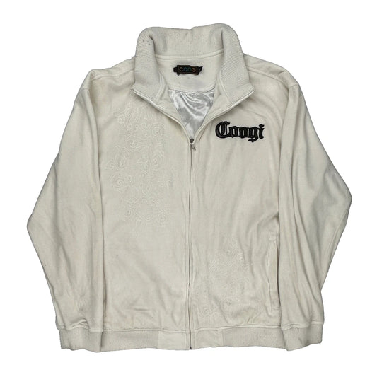 Coogi Graphic Zip Up - Large White Cotton