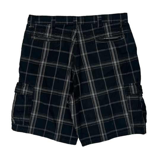 Vintage Wrangler Checked Cargo Shorts - 36W 11L Black Cotton
