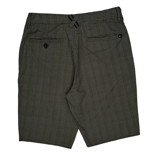 Quiksilver Checked Shorts - 30W 11L Grey Polyester Blend