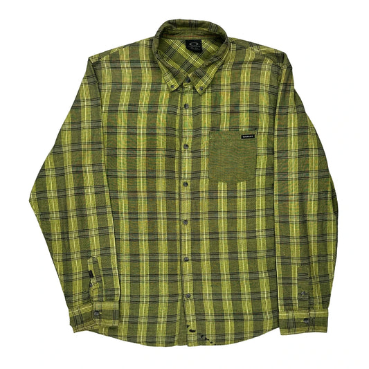 Oakley Checked Flannel Shirt - XL Green Cotton