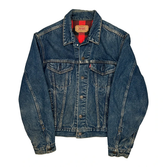Levis Checked Denim Jacket - Medium Blue Cotton