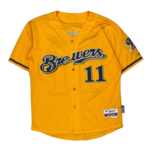 Brewers Majestic Mlb Jersey - Medium Yellow Polyester