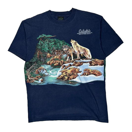 Wildlife Cabelas Graphic T-Shirt - XL Blue Cotton
