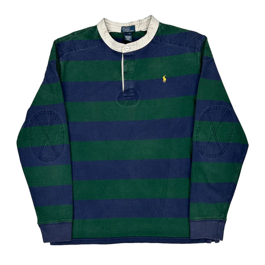 Age 13-14 Polo By Ralph Lauren Striped Rugby Shirt - XL Blue Cotton