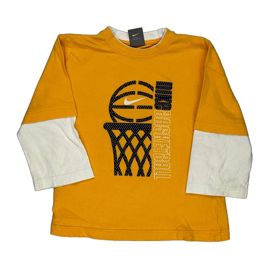 Basketball, Age 4 Nike Graphic Long Sleeve T-Shirt - Small White Cotton