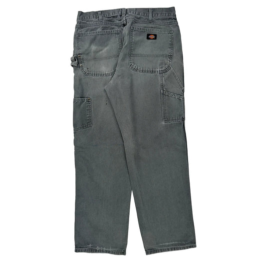 Dickies Double Knee Carpenter Trousers - 34W 32L Grey Cotton