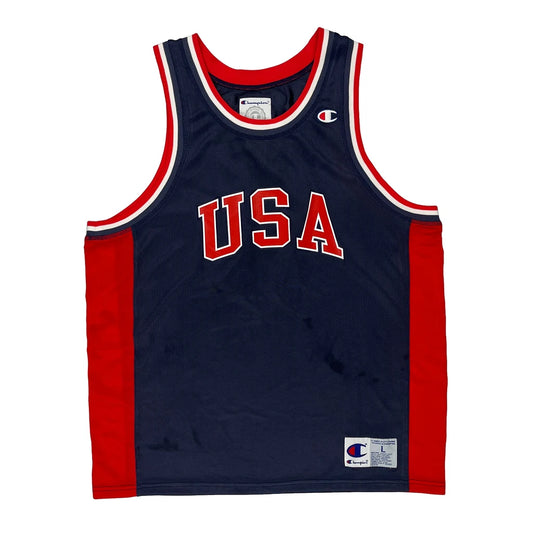 Usa Champion Jersey - Large Navy Polyester