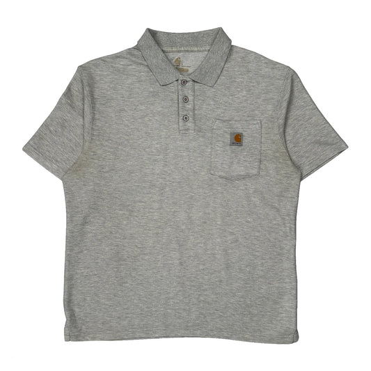 Carhartt Polo Shirt - Large Grey Cotton