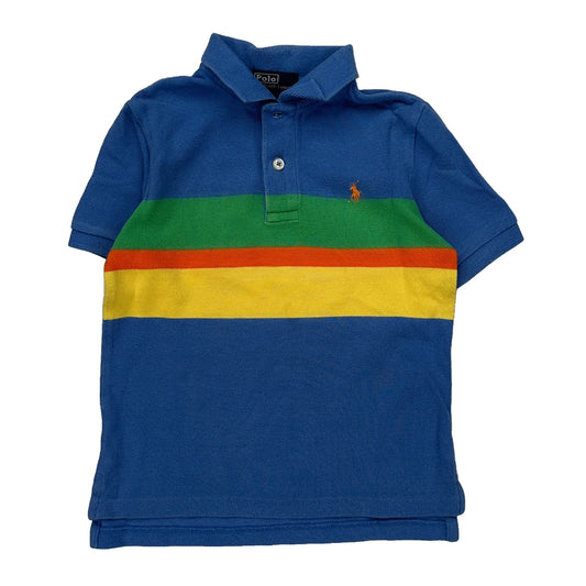 Age 5 Polo By Ralph Lauren Striped Polo Shirt - Small Blue Cotton