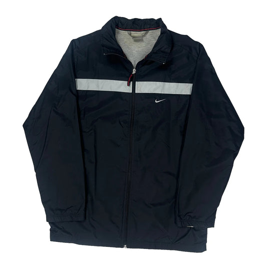 Vintage Nike Striped Windbreaker - Medium Navy Nylon
