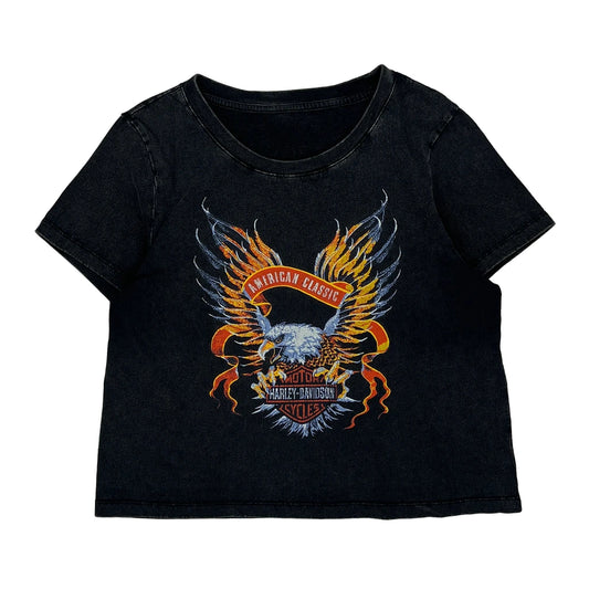 Vintage American Classic Harley Davidson Graphic T-Shirt - Medium Black Cotton