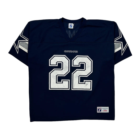 Vintage Cowboys Logo Athletics Football Jersey - Large Navy Polyester