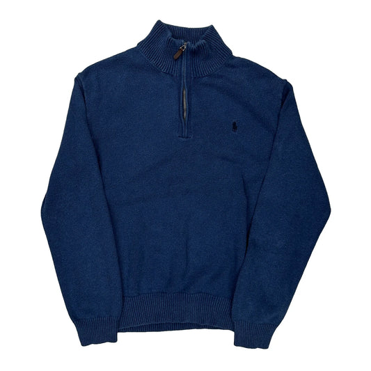 Polo By Ralph Lauren 1/4 Zip - Large Blue Wool
