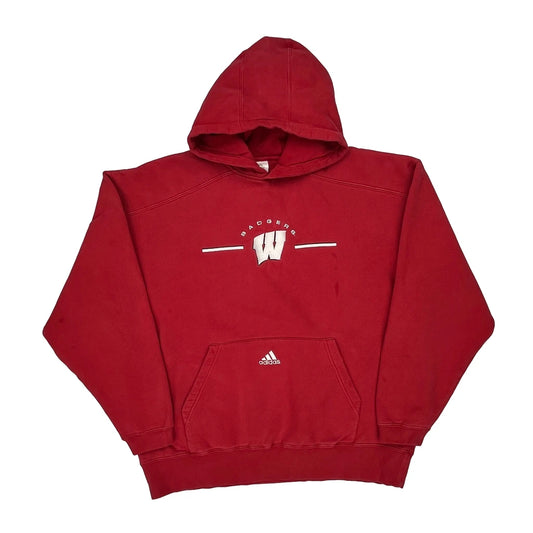 Wisconsin Badgers Adidas College Hoodie - Large Red Cotton