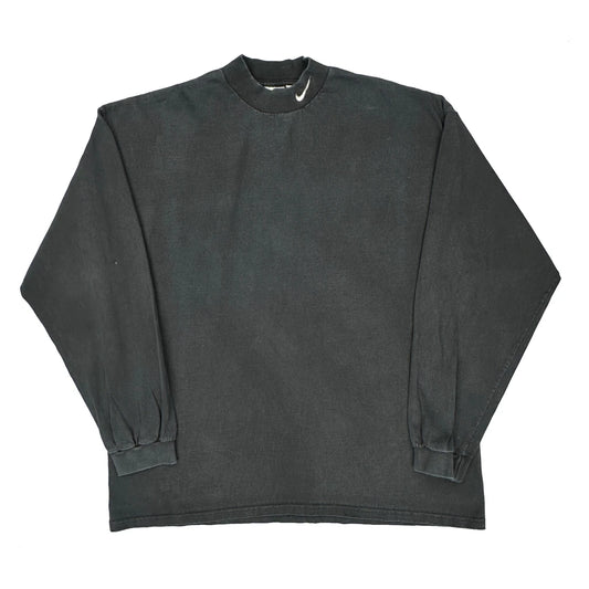 Made In USA Nike Mock Neck Long Sleeve T-Shirt - 2XL Black Cotton