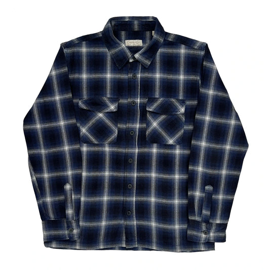 Vintage Unbranded Checked Flannel Shirt - Medium Blue Cotton