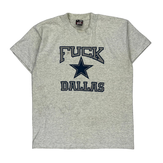 Dallas Fruit Of The Loom Single Stitch T-Shirt - Large Grey Cotton Blend