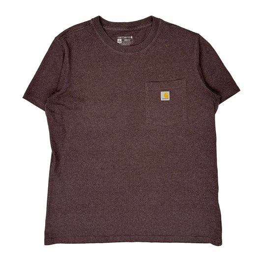 Carhartt T-Shirt - Large Burgundy Cotton Blend