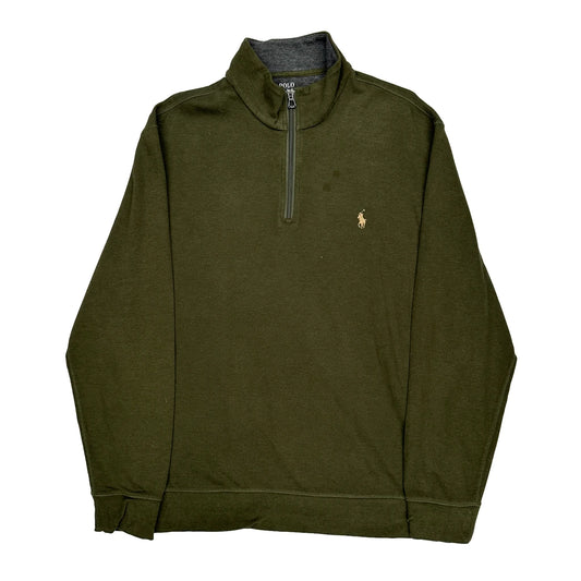 Polo By Ralph Lauren 1/4 Zip - Large Green Cotton