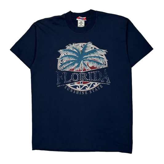 Anvil Graphic T-Shirt - Large Navy Cotton Blend