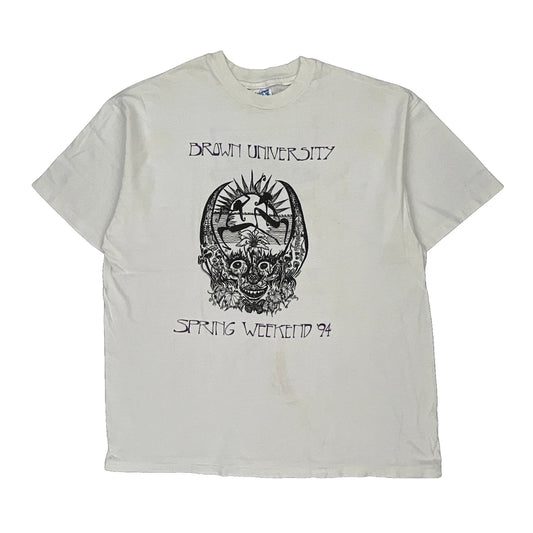 Brown University Hanes Single Stitch T-Shirt - XL White Cotton