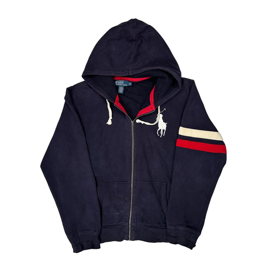 Vintage Polo By Ralph Lauren Striped Hoodie - 2XL Navy Cotton