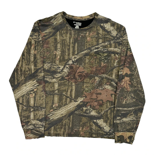 Mossy Oak Camo Long Sleeve T-Shirt - XL Camo Cotton
