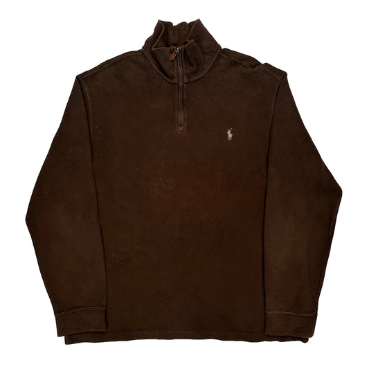 Polo By Ralph Lauren 1/4 Zip - XL Brown Cotton